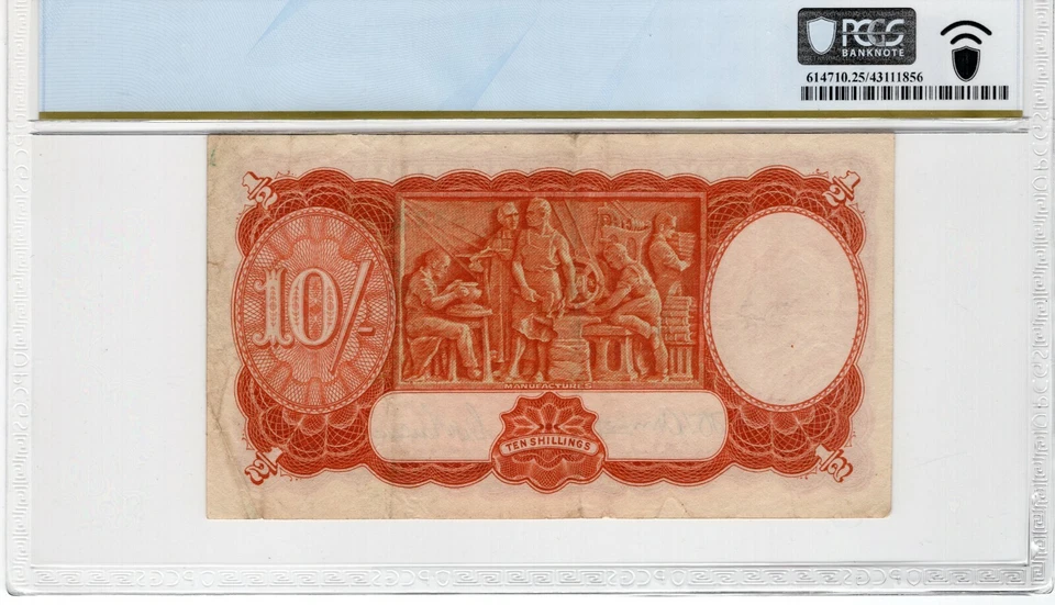 Australia 1942 10 Shillings PCGS Certified Banknote Very Fine 25 Pick 25b R13 - Image 2 of 2