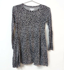 Harper Canyon Girls' MED 8-10 Leopard Print Gray Black Long Sleeve Swing Dress