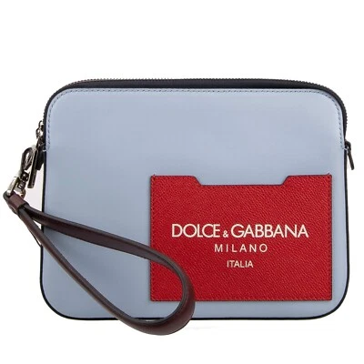 DOLCE & GABBANA Sac En Cuir Dauphine Avec Logo Bleu Jaune Rouge 11334 - Photo 1/4