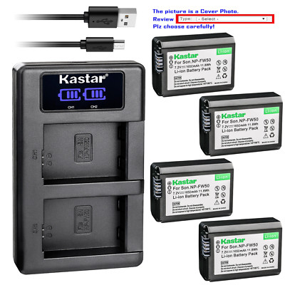 Kastar LCD Dual Charger Battery for Sony NP-FW50 & Sony NEX-6 NEX-F3 Camera