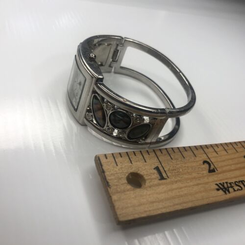 X11 WMB02 415 Japan Silver Stainless Abalone crystals Retro Bangle Cuff Untested - Picture 3 of 7