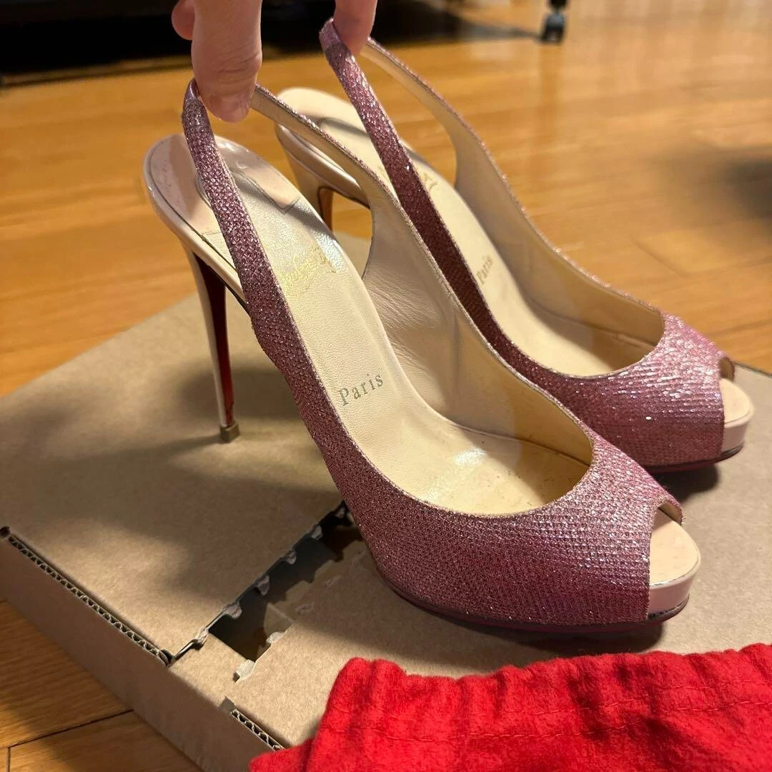 Christian Louboutin US 8.5 Sandals pink red sole high heels JAPAN