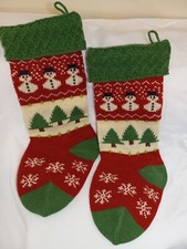 Christmas Stockings Set Of Two Snowman Trees