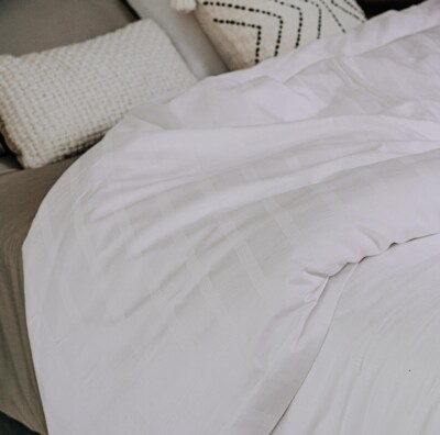 Bambi Dobby Design Ecotouch Tencel  / Cotton  Quilt Cover Set - White