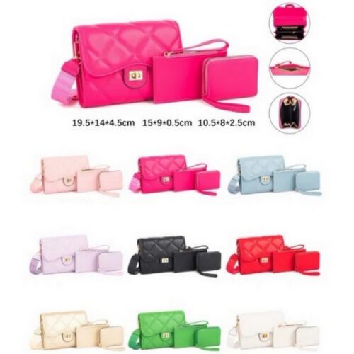 Umhängetasche 3Tlg Crossbody Bag Damen Handtasche Set Damentasche Schultertasche - Bild 2 von 11