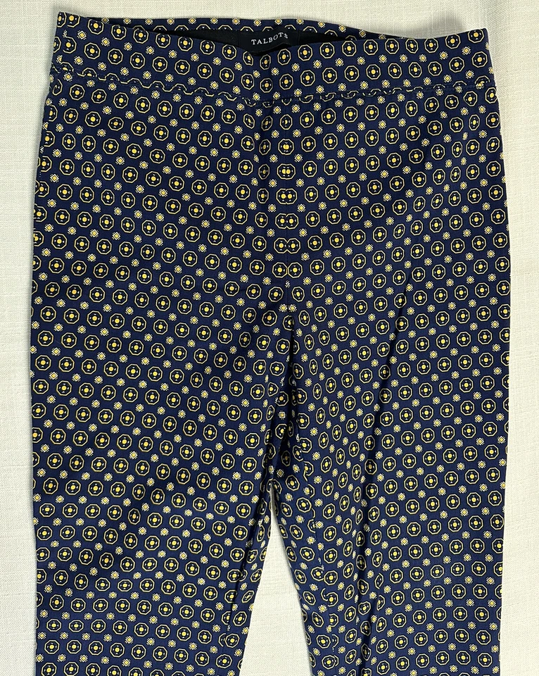Talbots Essex Ankle Skinny Pants Size 8p Patterned Blue/yellow Stretch - Image 2 of 4