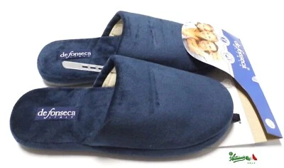 DEFONSECA Ciabatte pantofole uomo invernali Numeri Grandi ROMA TOP C M 15 Blu