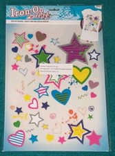 Vintage "Stars  Heartd" Iron On Transfer Iron-On Art NOS 3 Sheets DIY