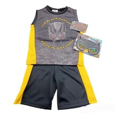 Marvel BLACK PANTHER Shorts Set Boys Mesh w/Mask Sunglasses-Size 4