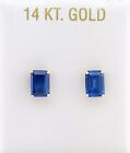 Earring 14K Gold - Free Certificate Genuine 2.30 Cts Royal Blue Sapphire Stud