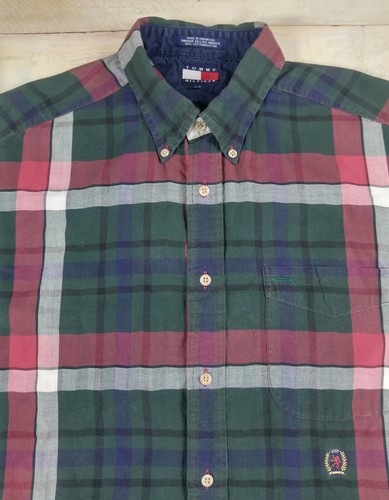 Vintage TOMMY HILFIGER Plaid Long Sleeve Button Down Pocket Flannel Shirt Size L - Bild 2 von 7