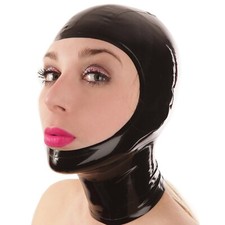 Handmade Natural Rubber Latex Hood Mask with and Back Zipper Full Face Opening