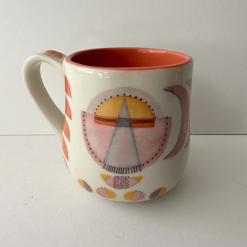 Anthropologie x Stacie Green Abstract Watercolor Modern Art Mug Coral Pink White - Picture 6 of 14