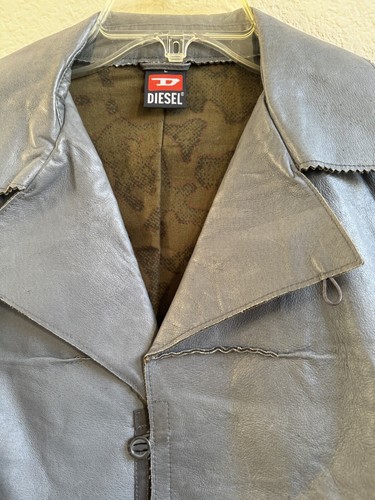Vintage DIESEL Gray Leather Button Front Jacket Size S/M - Picture 8 of 9