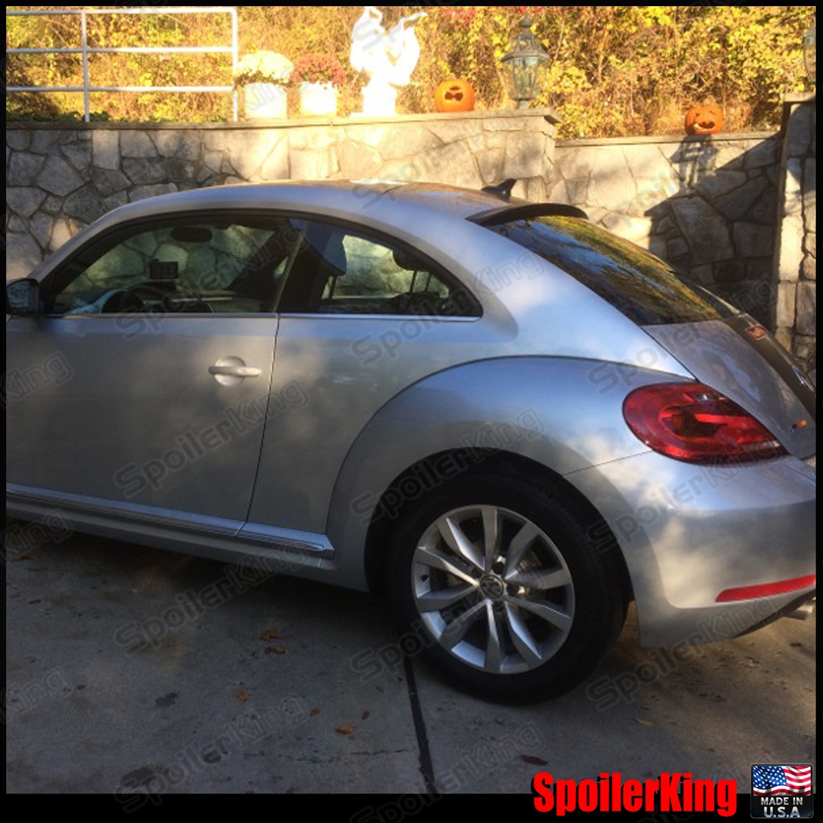 Rear Window Roof Spoiler For VW Beetle A5 (2012-2017) - Unpainted Black Polyurethane, No Drill Install