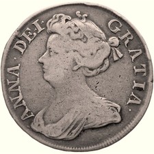 1713 Half Crown Anne Coin UK Silver (MO3559-)