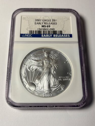2007 Silver American Eagle Bullion Coin MS-69 NGC EARLY RELEASES
