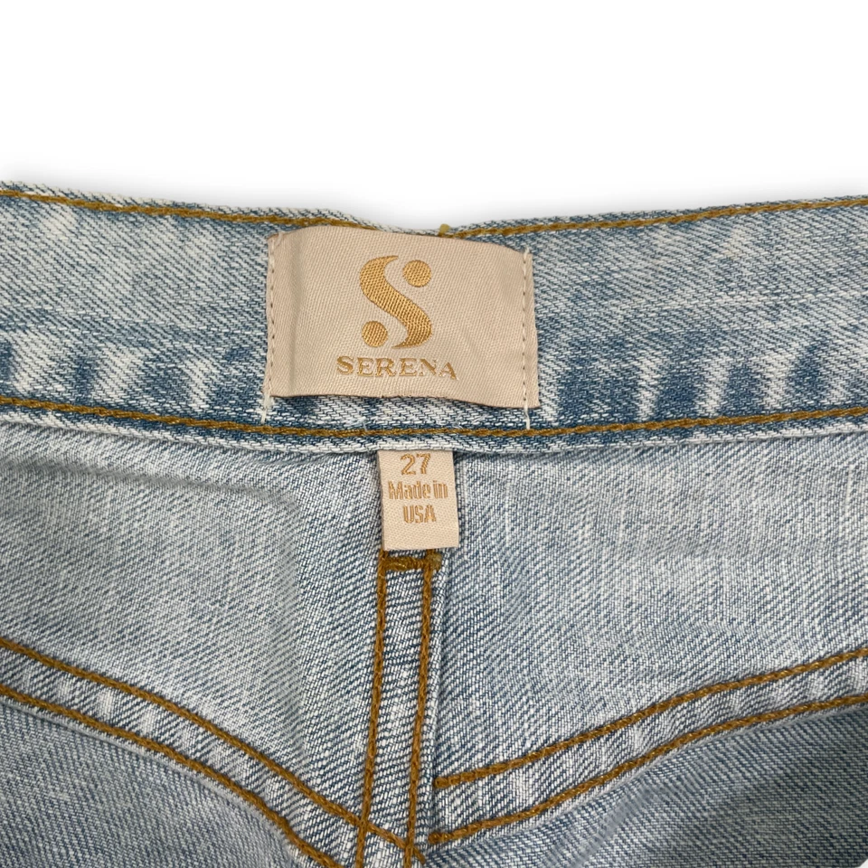 Jeans jeans feminino Serena Williams azul claro tamanho 27 mistura de algodão ajuste perfeito - Imagem 4 de 4