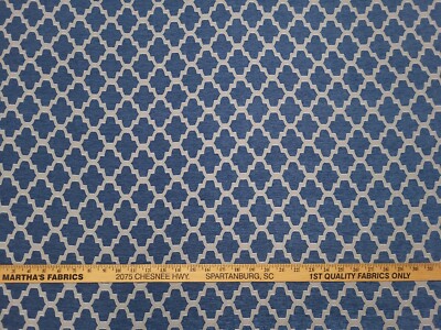 Covington TRELLIS WALK INDIGO Navy Blue Beige Woven Designer Drapery Uph Fabric