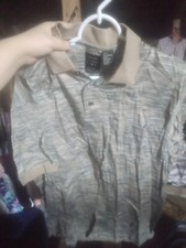 cotton traders sport large men's polo beige abstract pattern collared top