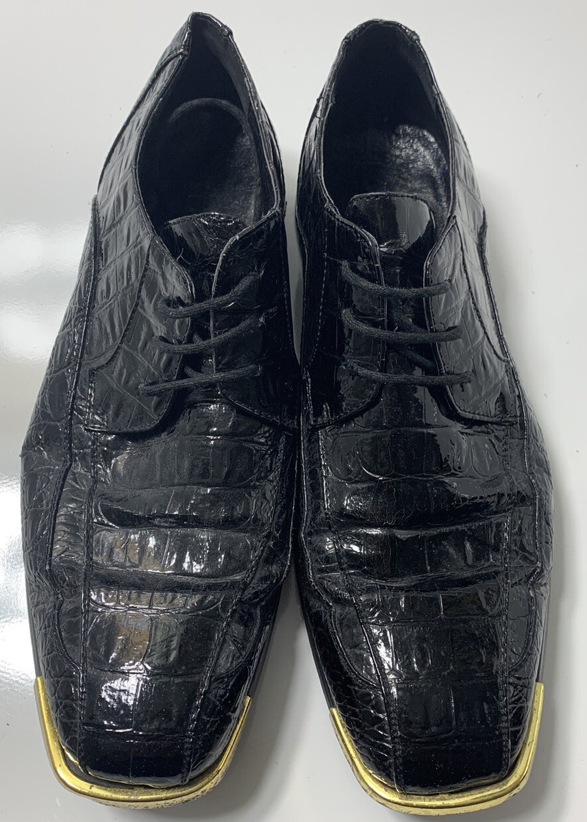 Viotti Mens Black Dress Oxford Style 630-000 Scales Pattern Dress Shoes  Size 12