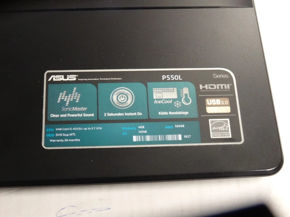 Laptop Asus P550L/Intel i5 -4210U 1,70 Ghz.RAM 4GB HDD 500GB.top läuft gut - Bild 2 von 4