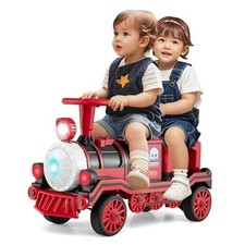 Kids Ride on Train Trackless, 12V Battery Powered Electric Toy 2-Seater Red
