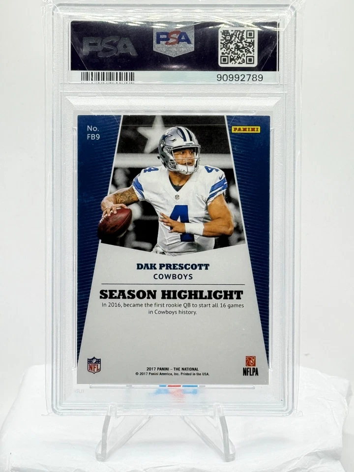 2017 Panini National Dak Prescott /10 PYRAMIDS FB9 Dallas Cowboys PSA 9 - Image 2 of 2