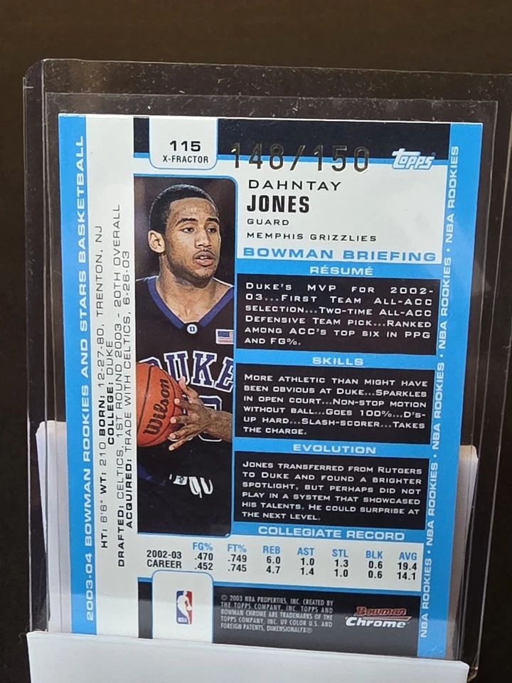 2003 Bowman Rookies & Star Dahntay Jones Chrome X-Fractor /150 (RC) DUKE - Image 2 of 2