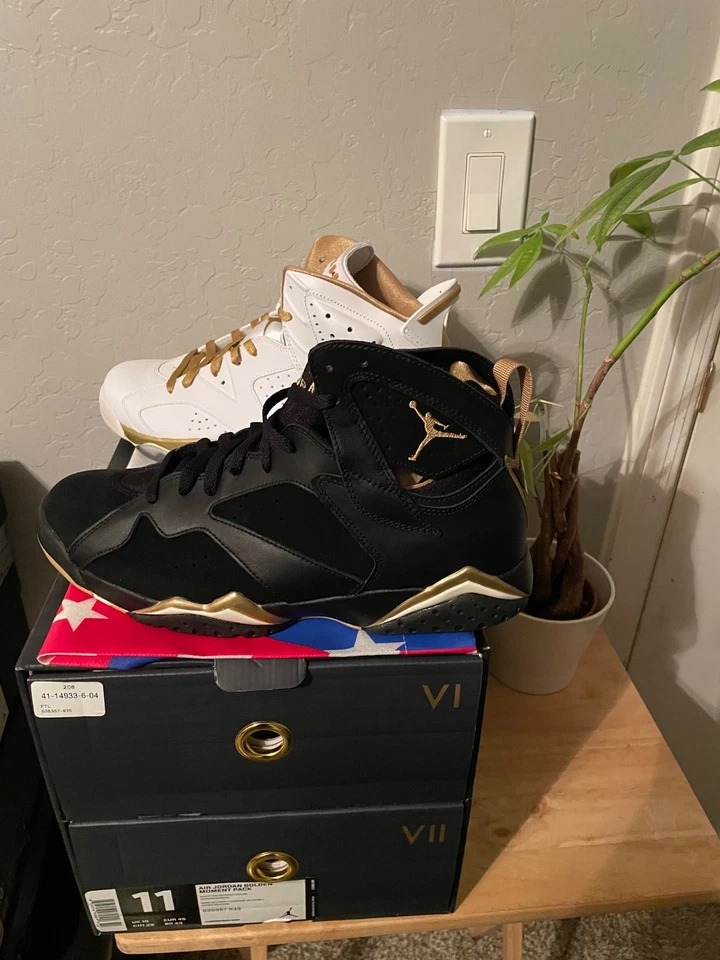 Talla 11 - Air Jordan 7/6 (AMBOS) Retro Golden Moments Pack ¡¡NUEVO DS!!! Foto 3 de 4