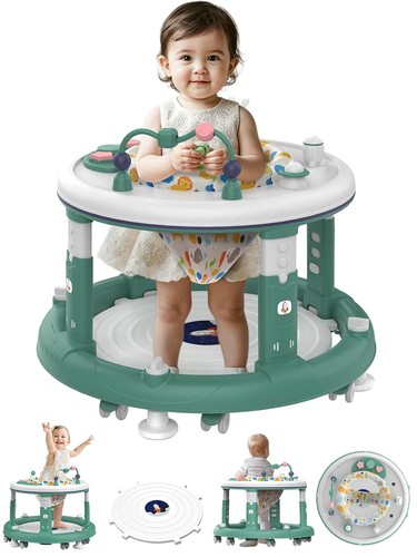 Baby Walker with 360° Swivel Seat & Bounce Footpad, Activity Center # ...