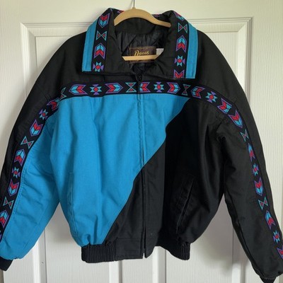 David James Aztec Bomber Jacket Made in USA SIZE Large Men s Vintage
