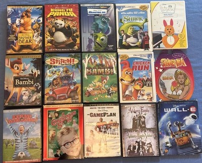DVD Video Movie Lot Disney Animated Live Action Wall-E Bambi Shrek Dreamworks