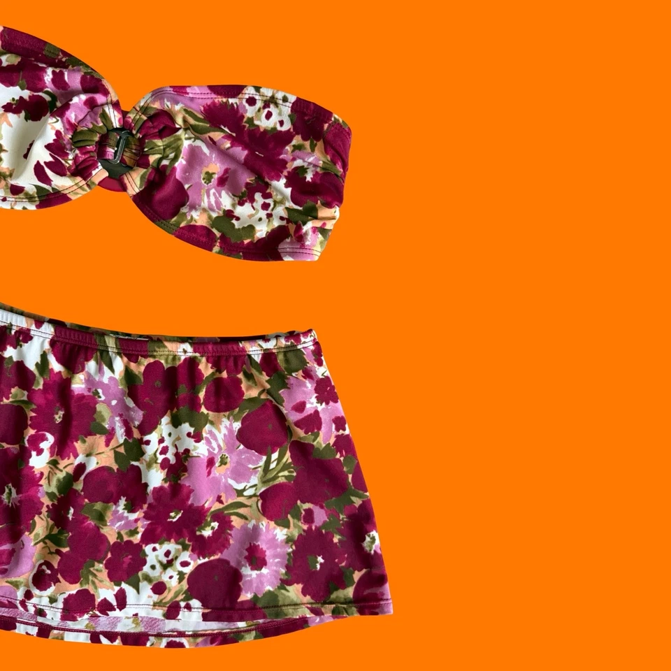 00's винтажный цветочный принт без бретелек y2k бикини купальник размер 8 Newport News - Изображение 2 из 4