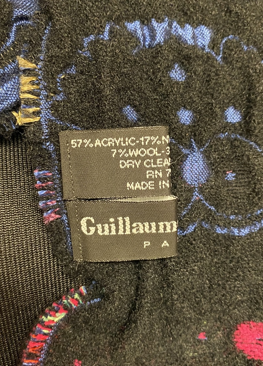 Owl Bird Scarf Rectangle Sparkle Thread Wool Blend Blue Guillaume De Mons Paris