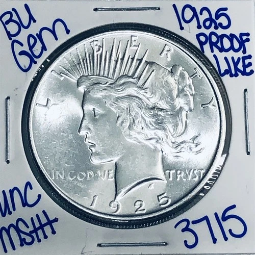 1925 BU UNCIRCULATED SILVER PEACE DOLLAR AUTHENTIC U.S. MINT FREE SHIPPING 3715