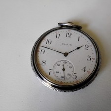 Elgin Art Deco Pocket Watch Winds Up But Not Running Silver Tone