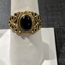 Brass Ring Size 8.5 Black Stone