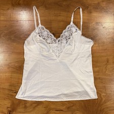 Vintage Ashley Taylor Slip Top Womens Large White Floral Coquette Cami Lace