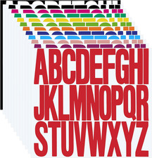 3 Inch 12 Sheets Alphabet Stickers, 12 Colors Self Adhesive Vinyl Letter Sticker