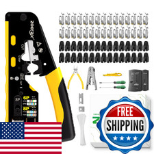 Cat7 RJ45 Crimping Tool, Ethernet Crimping Tool Kit With Cat 7 Cat6A RJ45 Connec