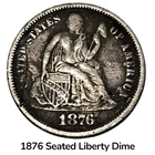 1876 Seated Liberty Dime VF Details Scratch Silver 10C Philadelphia Issue #921