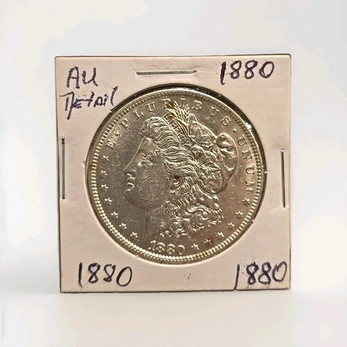 1880 P Morgan Silver  AU Detail  Light Toning