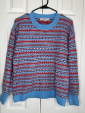 Loft Sweater Fair Isle Knit Crew Neck Nordic Stripes Pullover Women's Sz S