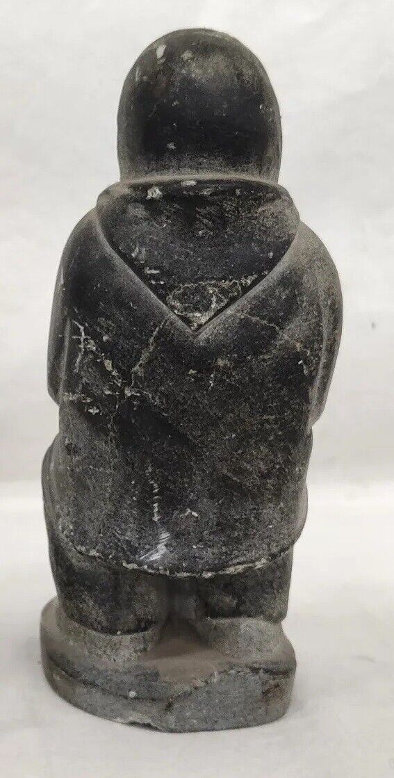 彫刻・オブジェ Inuit stone carving object Inuit Art Dark Green Stone Carving Sculpture - HUNTER