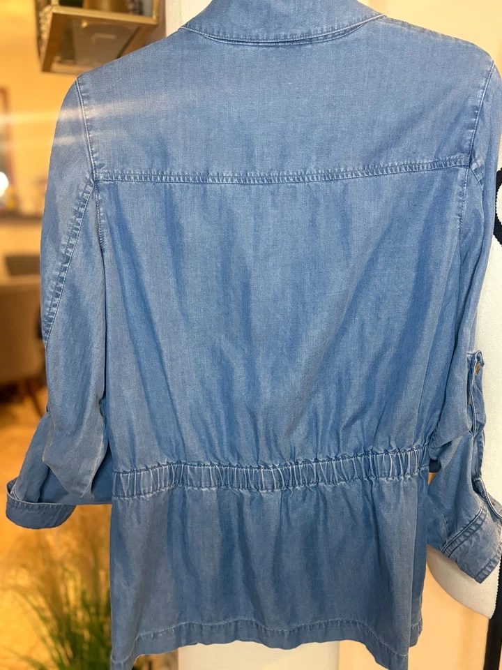 Charter Club Mujer 100% Algodón Cintura Cincha Denim Camisa Talla M 8-12 Foto 4 de 4