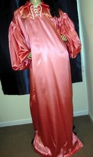 VINTAGE: SATIN Shiny CORAL Bridal Satin Ballooon Gown 67  Long 