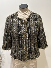 Cabi Black Multi, Tweed, Gold Button Blazer Size S