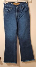 Levi's 90's Silver Tab Flare Jeans Raw Hem Blue Vintage Girls Size 10 NWT
