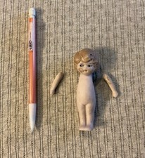 3 3/4” Collectible Porcelain Bisque Doll Swing Arms Light Brown Hair Germany